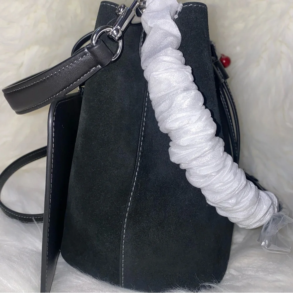 Coach Rowan Bucket Bag With Cherry Charm New Suede purse